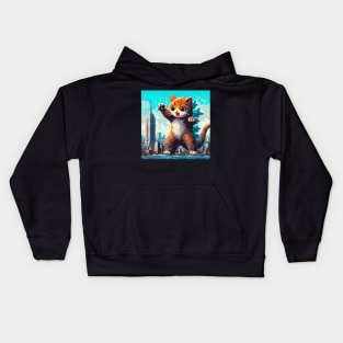 Kaiju Catzilla in New York painting Kids Hoodie